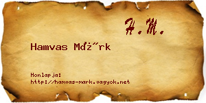 Hamvas Márk névjegykártya